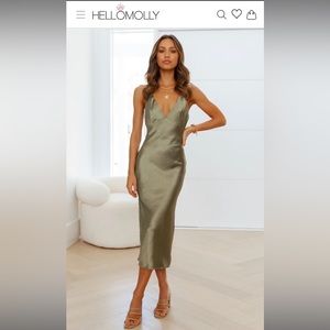 Hello Molly Green Satin Dress